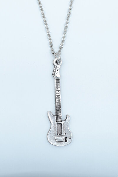 Bu Farklı Elektro Gitar Gümüş Kaplama Düz Zincir Kolye