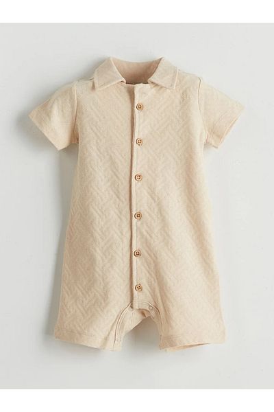 LC Waikiki Lcw Baby Beige Polo Neck Cotton Baby Boy Jumpsuit
