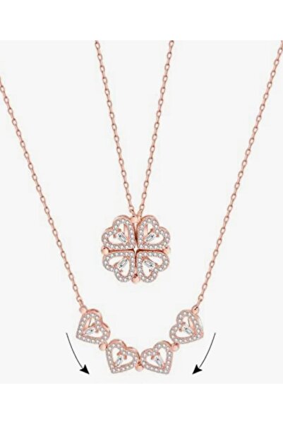 OzzTakı Four Hearts Clover Necklace