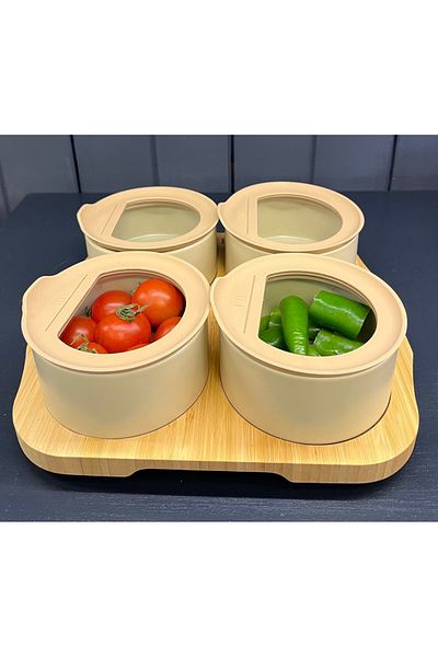 NEOFLAM Beige Round Fika One 4-Piece Breakfast Set