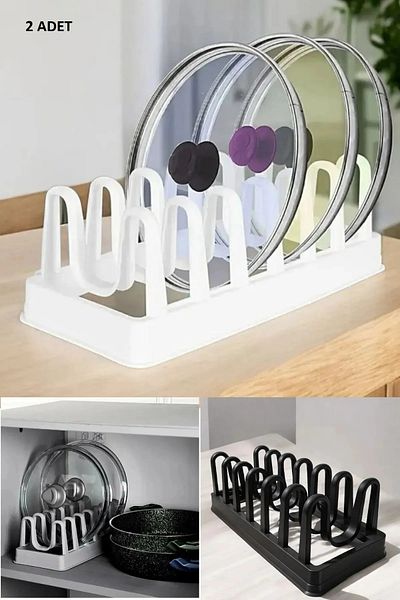 Kitchen Dream 2Pcs 6 Compartment Plastic Plate Rack Drying Rack Pot Lid Organizer Organizer Organizer