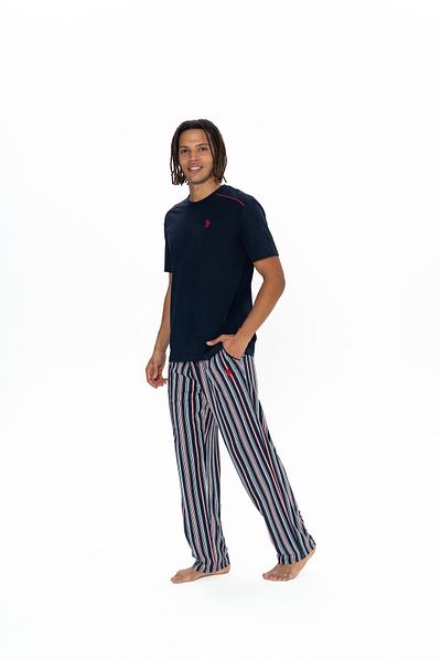 U.S. Polo Assn. Γνήσιο Αδειοδοτημένο New Season Ανδρικό μπλουζάκι με στρογγυλή λαιμόκοψη 3 τεμαχίων Σορτς πιτζάμα