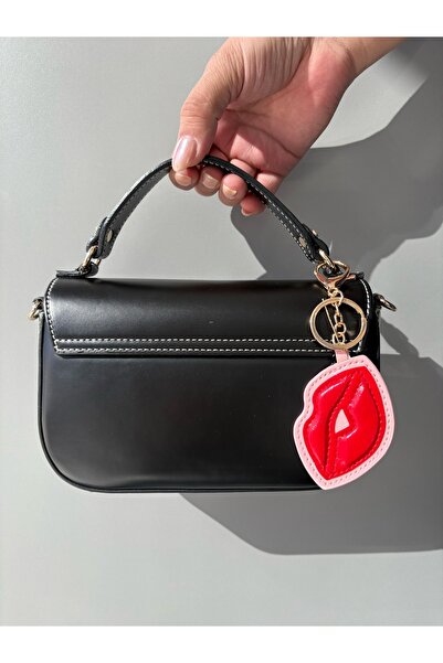 PRIME AKSESUAR Çanta charmı dudak figürlü deri çanta süsü anahtarlık