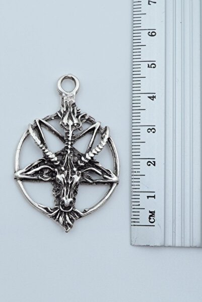 Bu Farklı Pentagram Yıldızı Keçi Kafası Gümüş Kaplama Deri İp Kolye