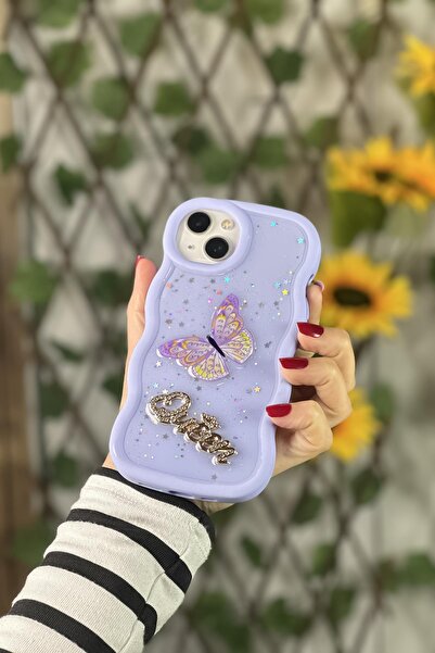 mooodcase iPhone 14 Uyumlu 3D Queen ve Kelebek Desenli Silikonlu Telefon Kılıfı