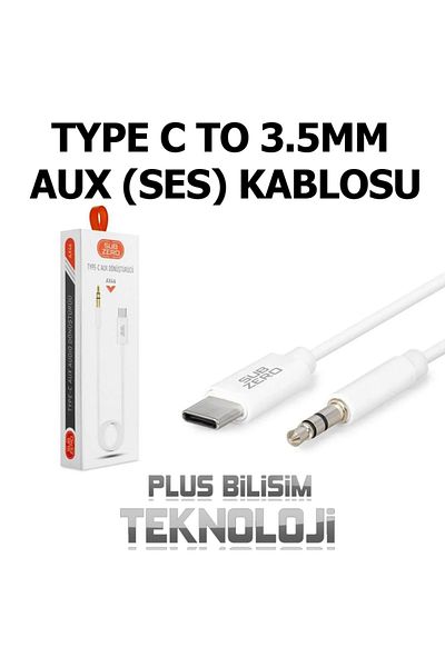 Subzero Type C to 3.5 mm Aux Cable (Type C to Aux) Subzero Ax46 Plus Bilişim