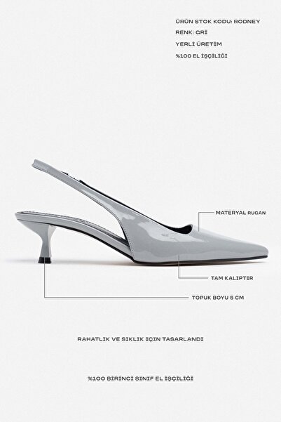 NİŞANTAŞI SHOES Dámské boty na podpatku z lakované kůže Rodney Grey