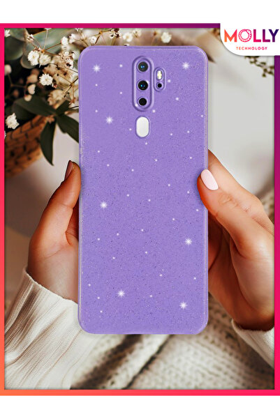 Molly Oppo A5 2020 İçin Lila Berry Simli Parlak Silikon Kılıf