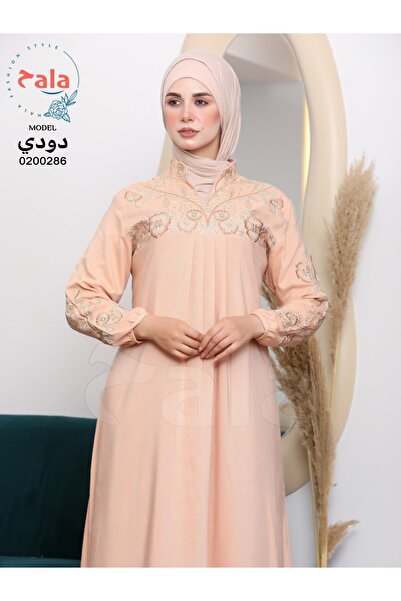 Genrics جلابية استقبال كتان انسياية ومريحة وتطريز خيط يدوى