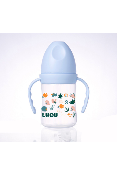 LUQU BABY LuQu PP Feeding Bottle with Handle and Anti-Colic Straw, 180ML ,Nip...