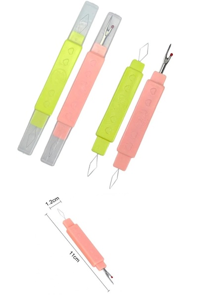 Practika 2 Adet Dikiş İplik Kesici Temizleme Hızlı Dikiş Sökme Ve İğne İplik Geçirme Aparatı Çift Fonksiyonlu