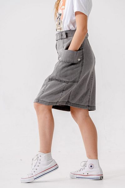 GİYİCEM TEKSTİL Fusta de blugi pentru fete cu buzunare laterale 2954