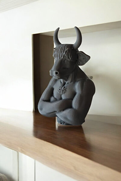 Ares Home Kaslı Minotor Heykeli, Mitolojik Boğa Adam Biblo, Boğa Heykeli, 9x1...