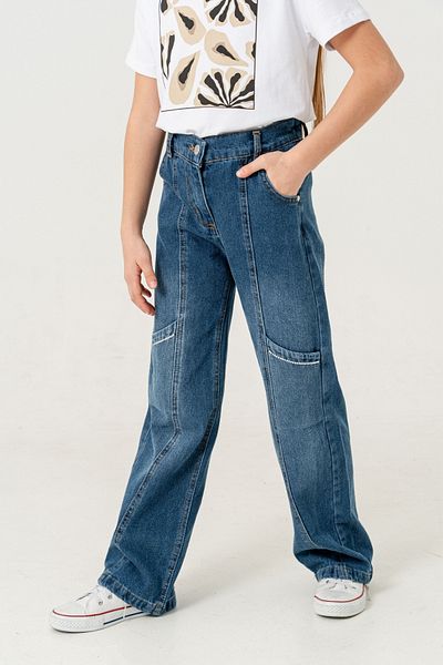 GİYİCEM TEKSTİL Pantaloni de blugi pentru fete cu buzunare laterale 2177