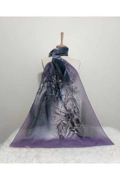 REMOMODA Patterned Shil Yetti Gradient Floral Fashion Shawl