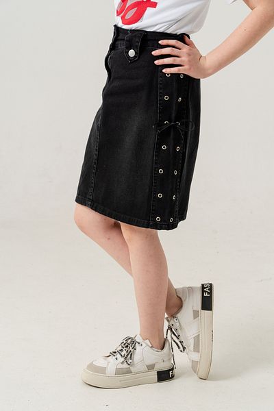 GİYİCEM TEKSTİL Fusta de blugi cu ochi lateral pentru fete 2956