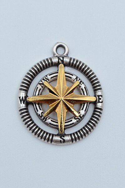 Bu Farklı Pusula Gümüş Kaplama Kolye Ucu