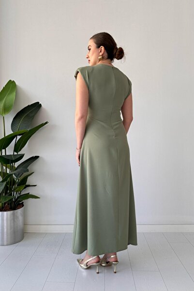 MaziButik Mint Padded Dress - Double Slit