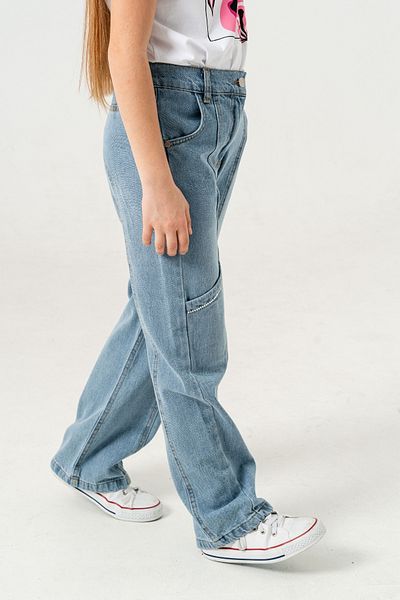 GİYİCEM TEKSTİL Pantaloni de blugi pentru fete cu buzunare laterale 2177