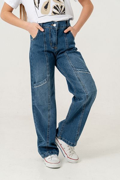 GİYİCEM TEKSTİL Pantaloni de blugi pentru fete cu buzunare laterale 2177
