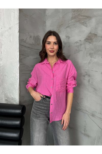 Elif Özbey Butik Cămașă drapată cu textura roz