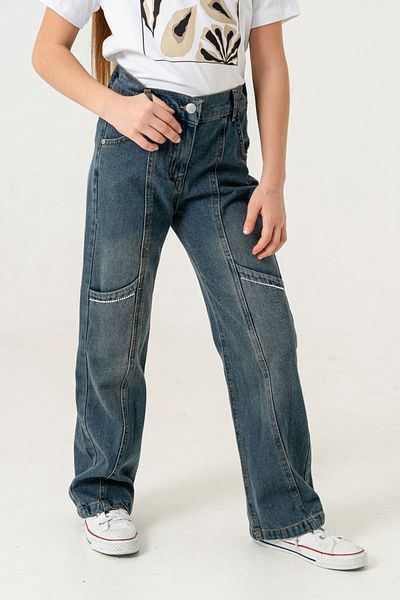 GİYİCEM TEKSTİL Girl's Side Pocket Denim Trousers 2177