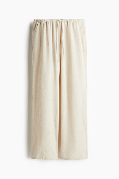 H&M Düz Paçalı ve Büzgü bağlı Pantolon