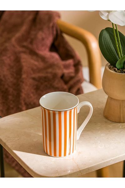 LC Waikiki Orange Line Patterned Ceramic Mug 280 ml