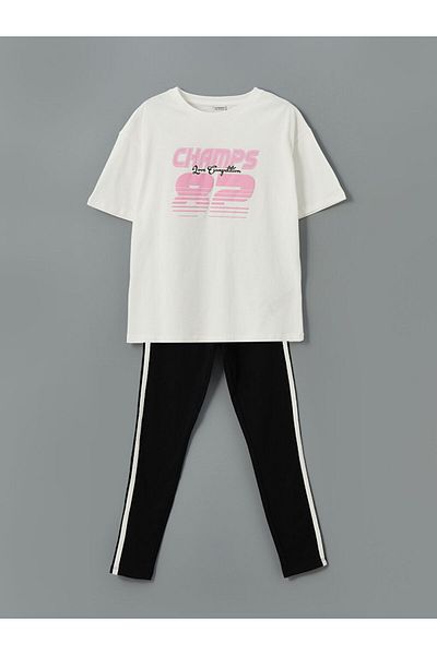 LC Waikiki Crew Neck Girls T-Shirts and Leggings
