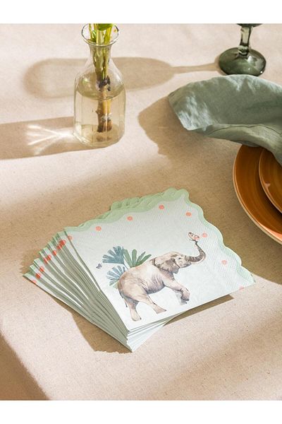LC Waikiki Lcw Home Mixed Elephant Printed Paper Napkins 20Pcs