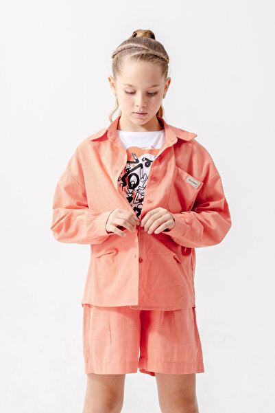 GİYİCEM TEKSTİL Дівчача сорочка з плісированою спідницею та футболкою, комплект із двох предметів 1809