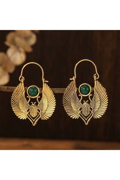 Choice E1251 Vintage Egyptian Inspired Designs Sacred Wings Scarab Large Hoop...