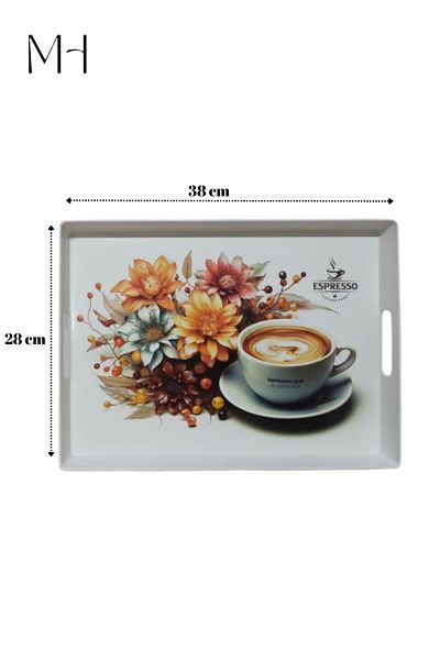 Makri 38 cm X 28 cm Patterned Large Rectangular Tea and Coffee Presentation Tray