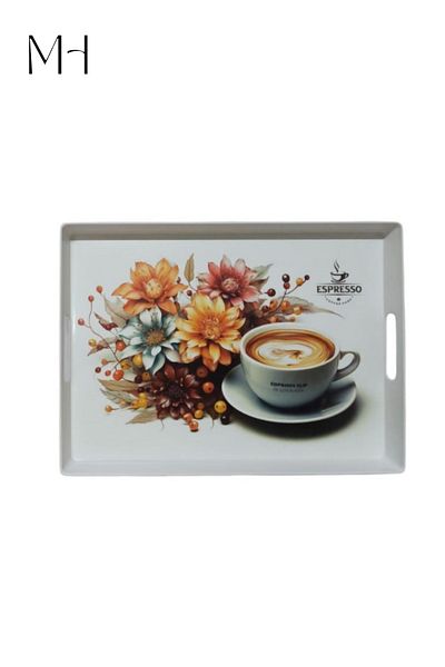 Makri 38 cm X 28 cm Patterned Large Rectangular Tea and Coffee Presentation Tray
