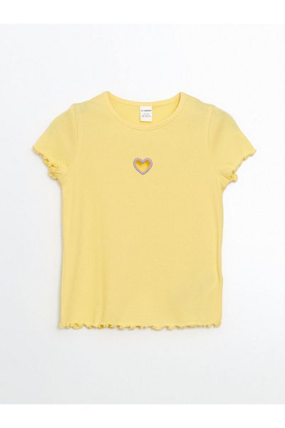LC Waikiki Tricou pentru fetiță cu broderie cu decolteu rotund de sezon nou - S5I964Z1