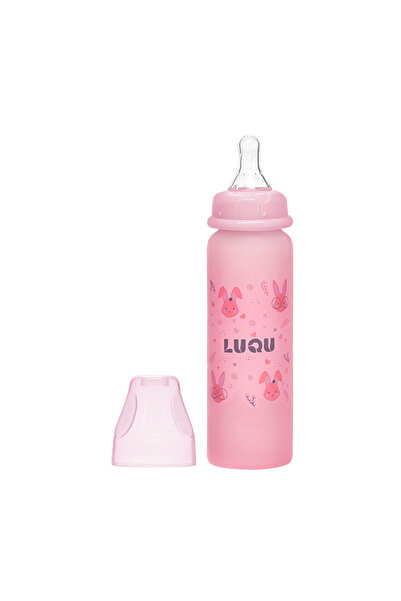 LUQU BABY زجاجة رضاعة LuQu المغطاة بالسيليكون (زجاج من الداخل/سيليكون من الخا...
