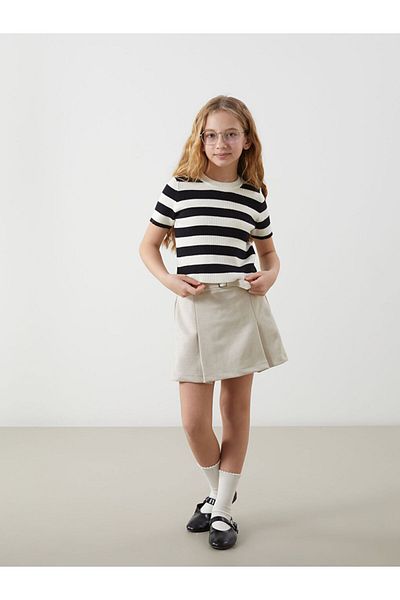 LC Waikiki Fusta scurtă pentru fete LCW Kids din piele intoarsa cu talie elastica