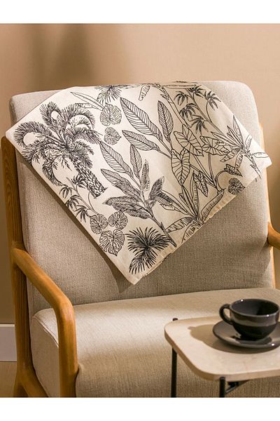 LC Waikiki LCW HOME Μπεζ εμπριμέ ριχτάρι μαξιλαροθήκη 45x45 cm T T