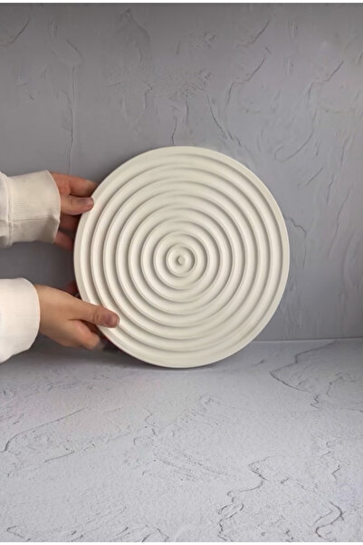 LALEZEN HOME Dekoratif Yuvarlak Çizgili Sunum Tepsi (24 cm )