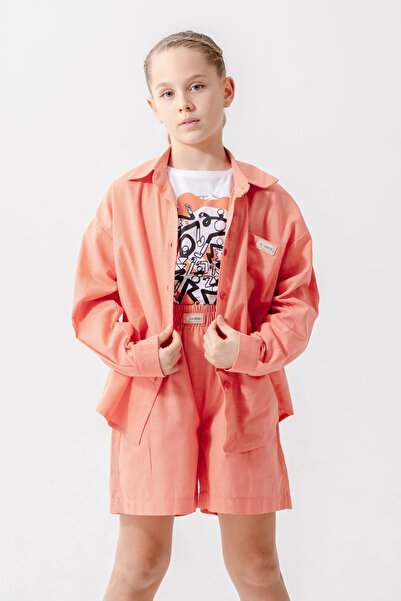 GİYİCEM TEKSTİL Дівчача сорочка з плісированою спідницею та футболкою, комплект із двох предметів 1809