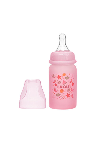 LUQU BABY زجاجة رضاعة LuQu المغطاة بالسيليكون (زجاج من الداخل/سيليكون من الخا...