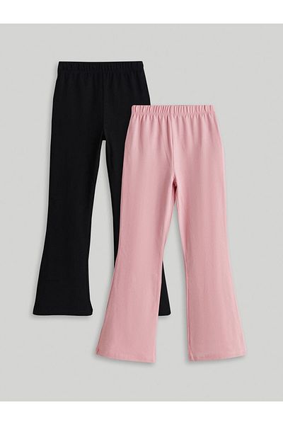 LC Waikiki Leggings lungi pentru fete de bază cu talie elastică sezon nou, pachet de 2 - S5BY19Z4
