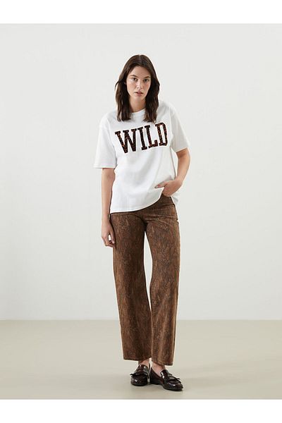 LC Waikiki Lcw Vision Crew Neck Printed Oversize Women's T-Shirt