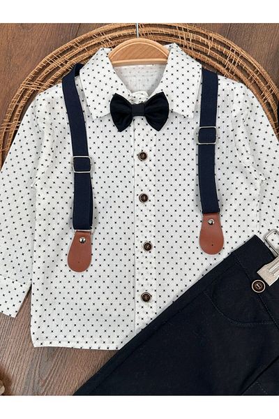 Bolly Baby Deluxe Baby Boy Suit 5 Piece Set with Hat, Suspender, Bow Tie Shirt and Lycra Gabardine Trousers