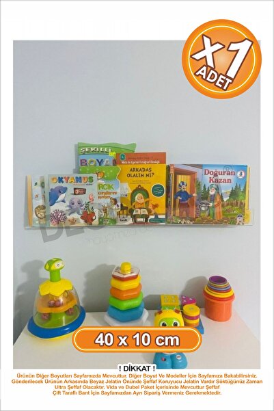 DECOMALL x1 Adet 40 x 5 cm Kitaplık Duvar Rafı Kitap Rafı Pleksi Hayalet Raf ...