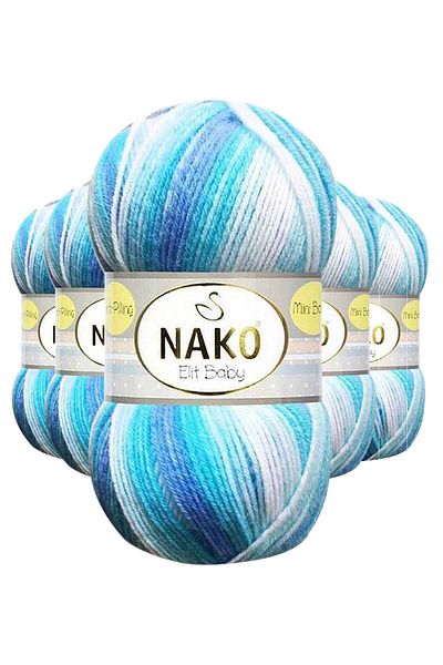 NAKO Alray 5 Pieces Mini Tie Dye Baby Hand Knitting Yarn Ocean 32455