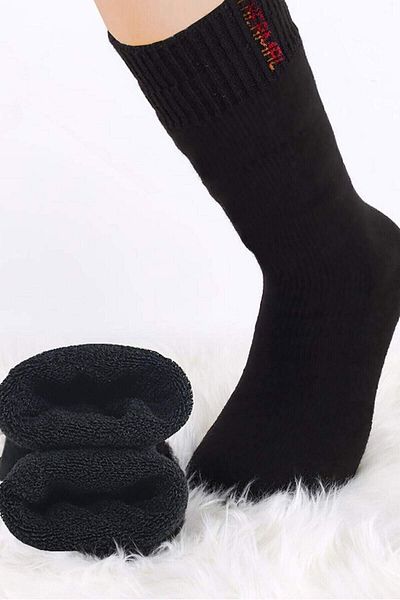 Royaleks Alray Black Thermal Thick Winter Towel Socks Men Women Unisex Cotton