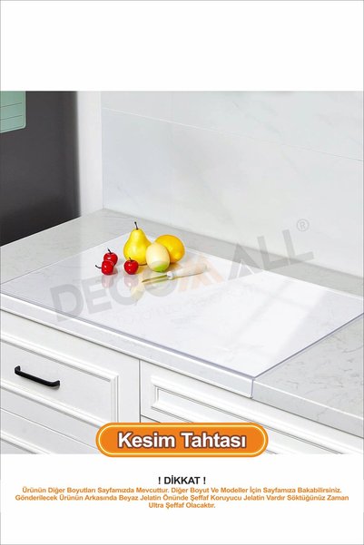 DECOMALL Şeffaf Pleksi Mutfak Kesme Doğrama Tahtası 40 x 30 cm Tezgah Kesme T...