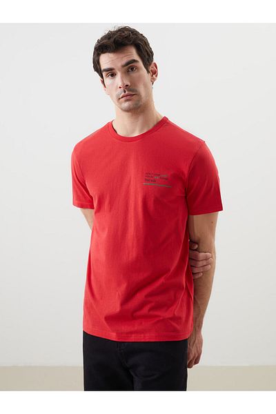 LC Waikiki Ανδρικό μπλουζάκι LCW Crew Neck με εμπριμέ χτενισμένο βαμβάκι