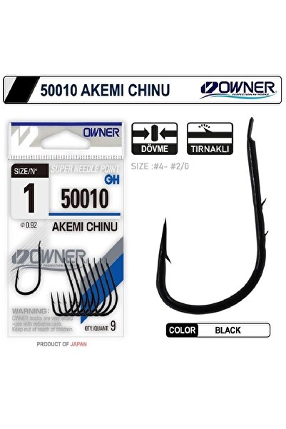 Owner 50010 Akemi Chinu Black Tırnaklı Olta İğnesi - NO-1-0